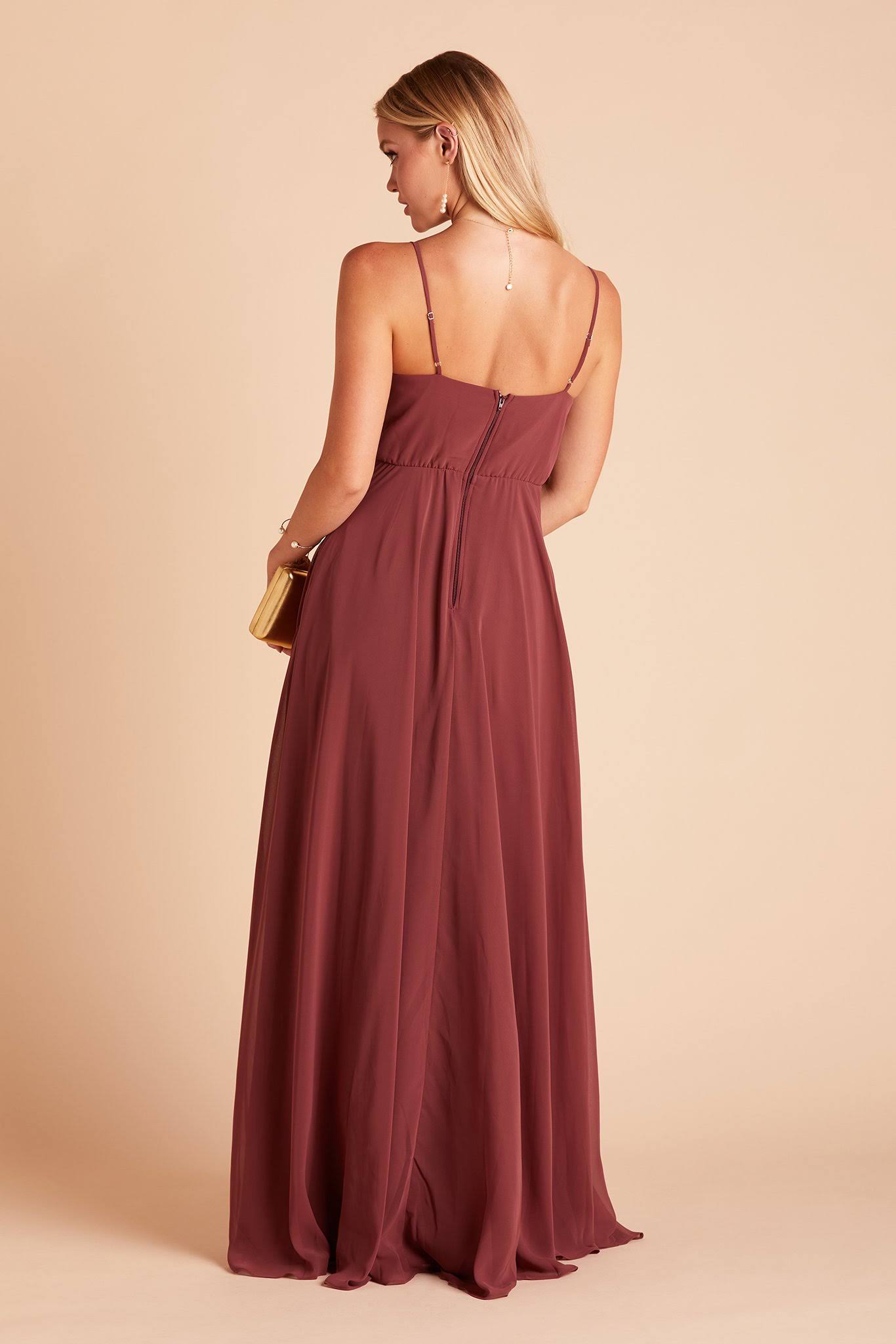 Birdy Grey Kaia Chiffon Bridesmaid Dress in Rosewood XL / Rosewood
