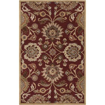 Arden Floral Handmade Tufted Wool Burgundy Area Rug Birch Lane Rug Size: Rectangle 7&6x22 x 9&6x22