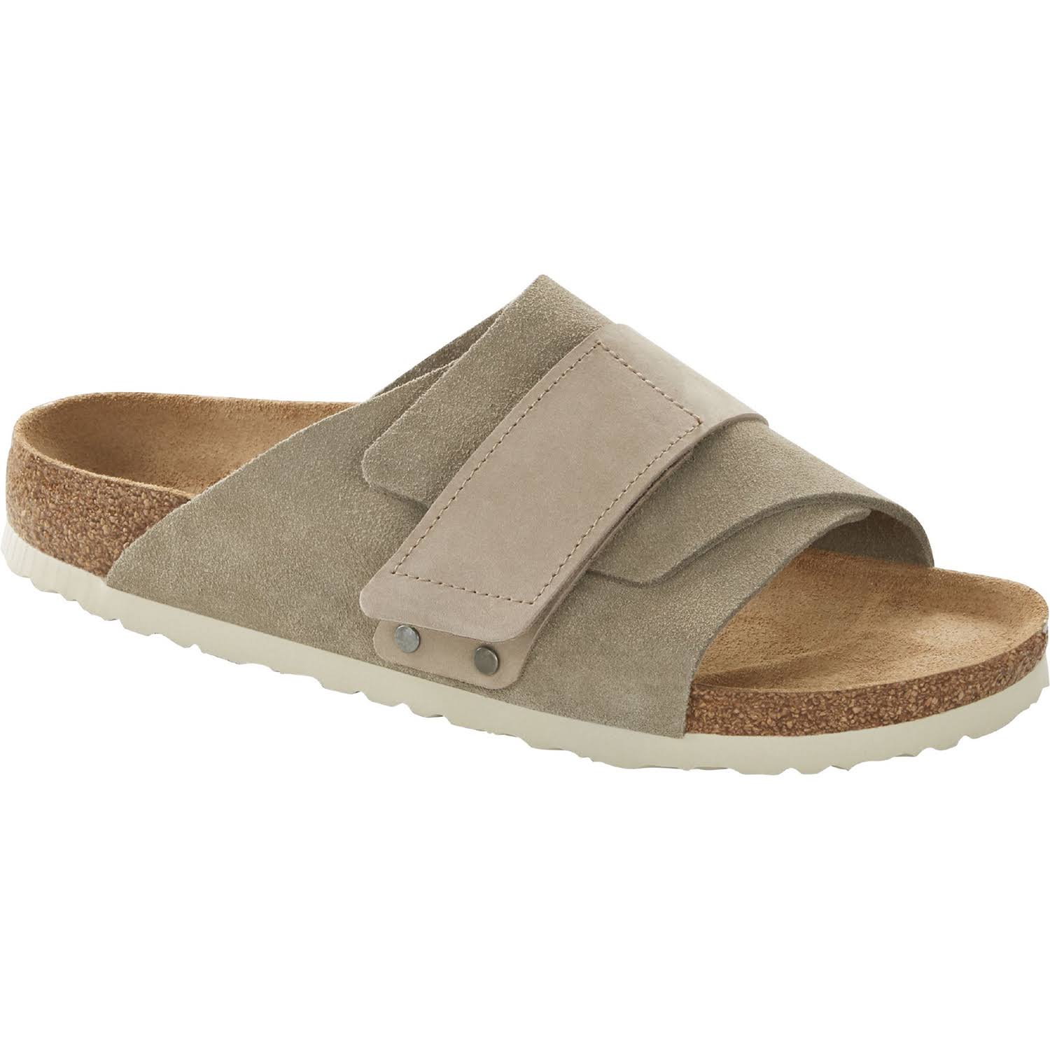 Birkenstock Kyoto Nubuck/Suede Leather Taupe One-Strap Sandals