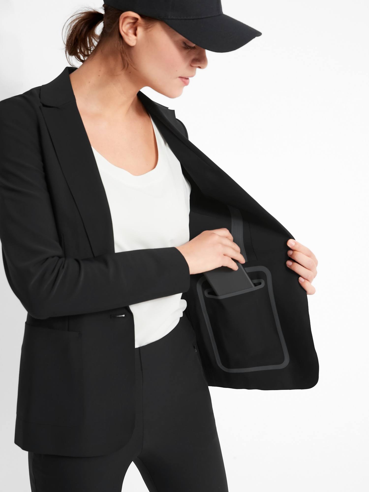 Banana Republic Women's BR Sport Luxe Sculpt Blazer Black Size 0