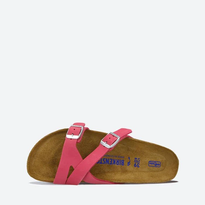 Birkenstock Yao Balance Fuchsia Tulip Nubuck Leather Cross Strap Mules