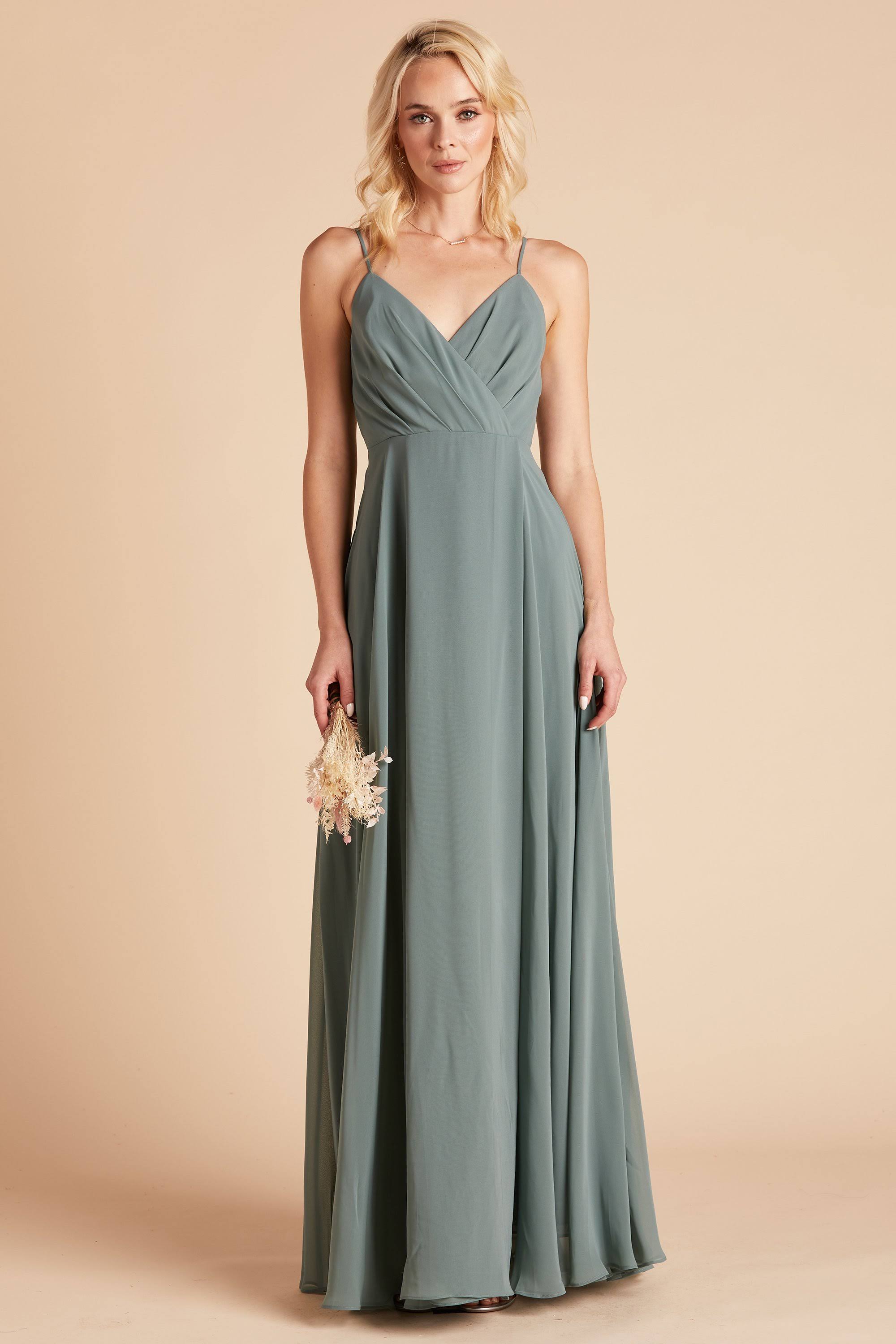 Birdy Grey Kaia Chiffon Bridesmaid Dress in Sea Glass XL / Sea Glass
