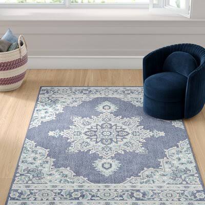 Cora Power Loom White/Purple Area Rug Grovelane Rug Size: Rectangle 6& x 9&