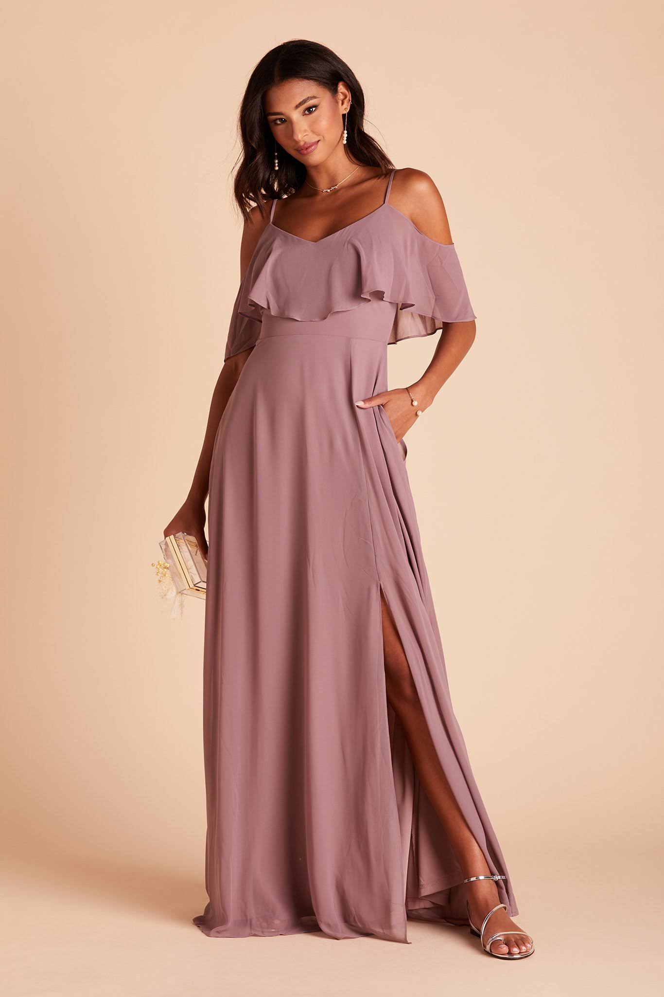 Birdy Grey Jane Convertible Chiffon Bridesmaid Dress in Dark Mauve M / Dark Mauve / No Slit
