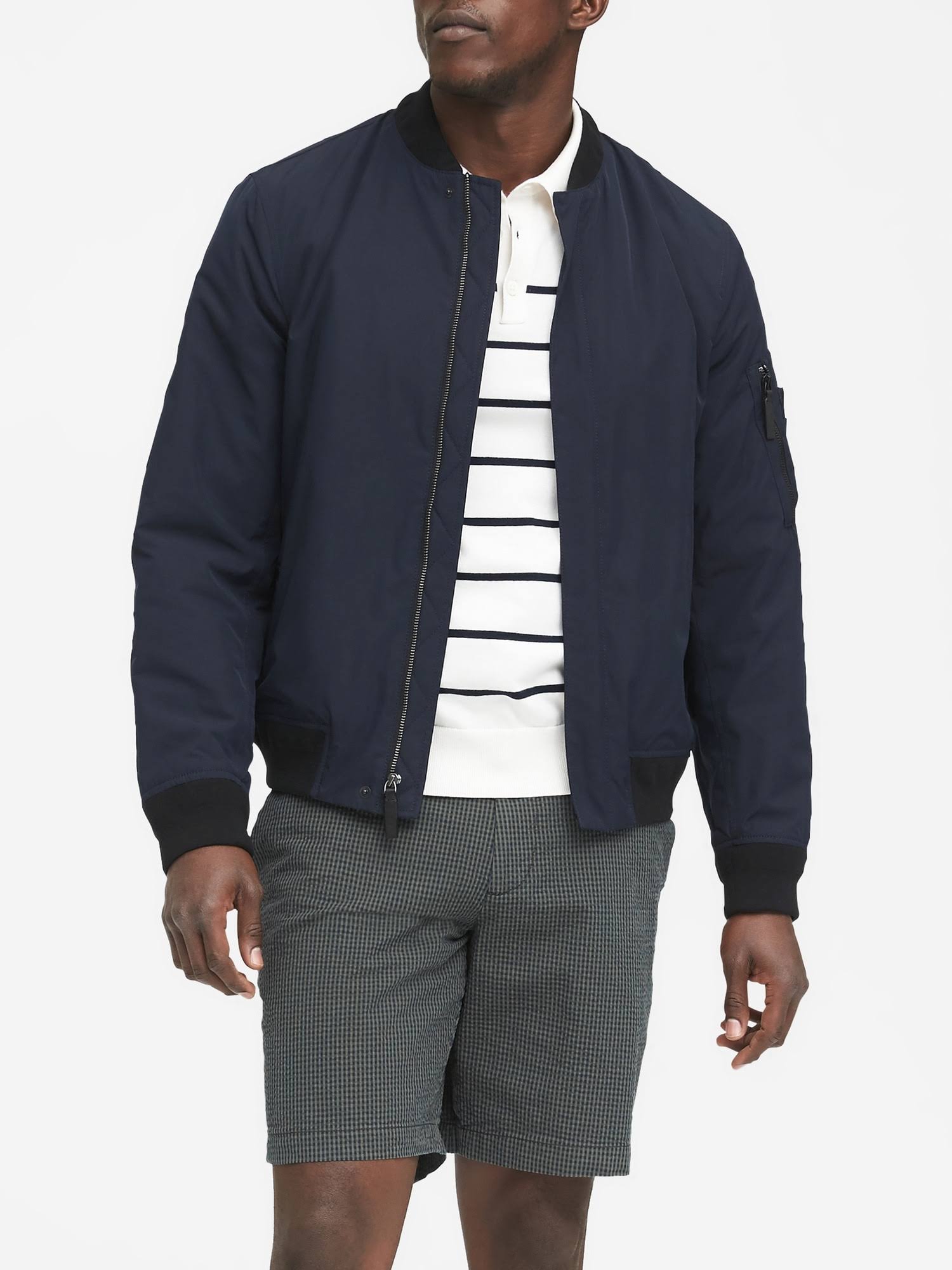 Banana Republic Men's Water-Resistant Lightweight Bomber Jacket Navy Size XXS