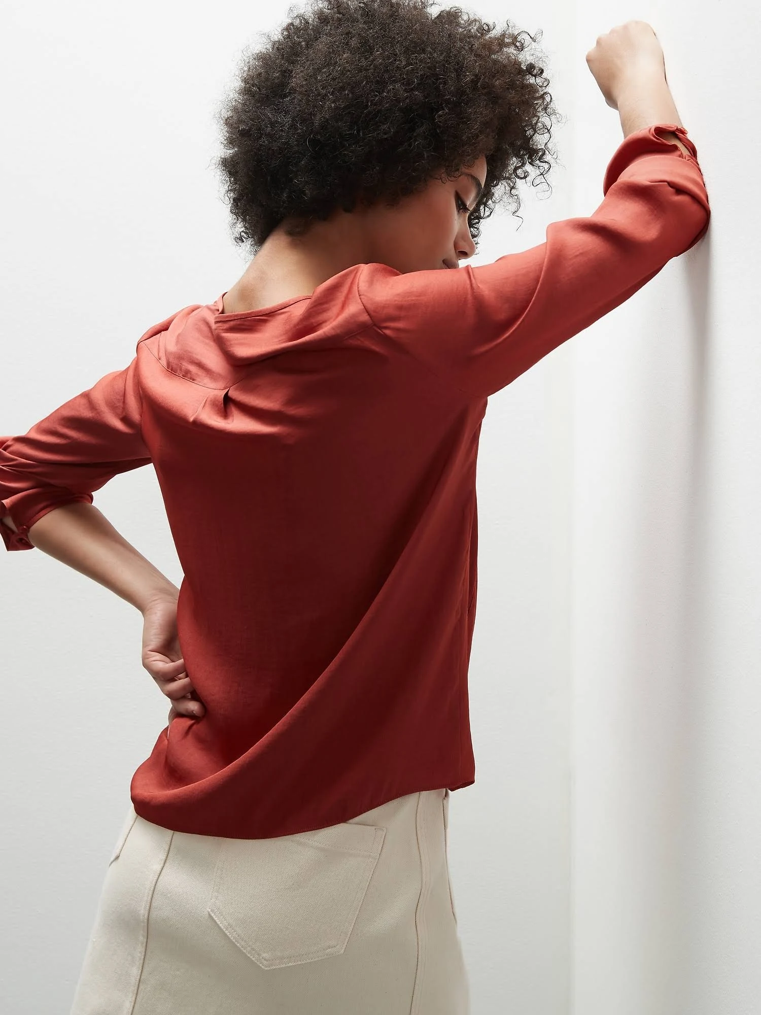 Banana Republic Women's Essential Popover Top Copper Clay Size Xxs