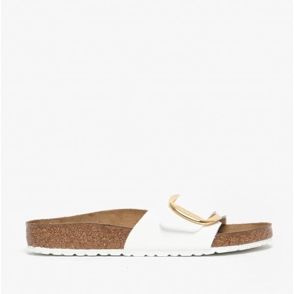Birkenstock Patent Madrid Big Buckle Signle Strap Sandals - White