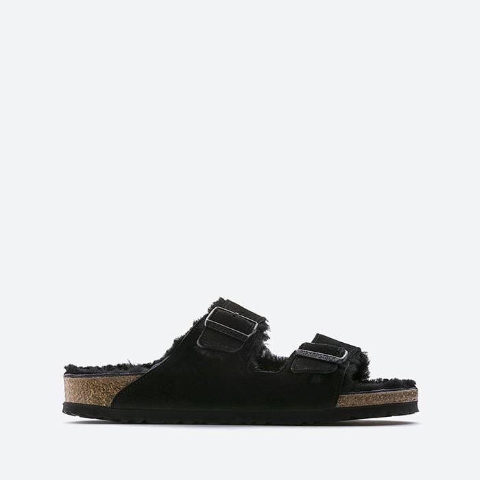 Birkenstock Arizona Slim Fit Slim Fit Shearling Double Strap Sandals