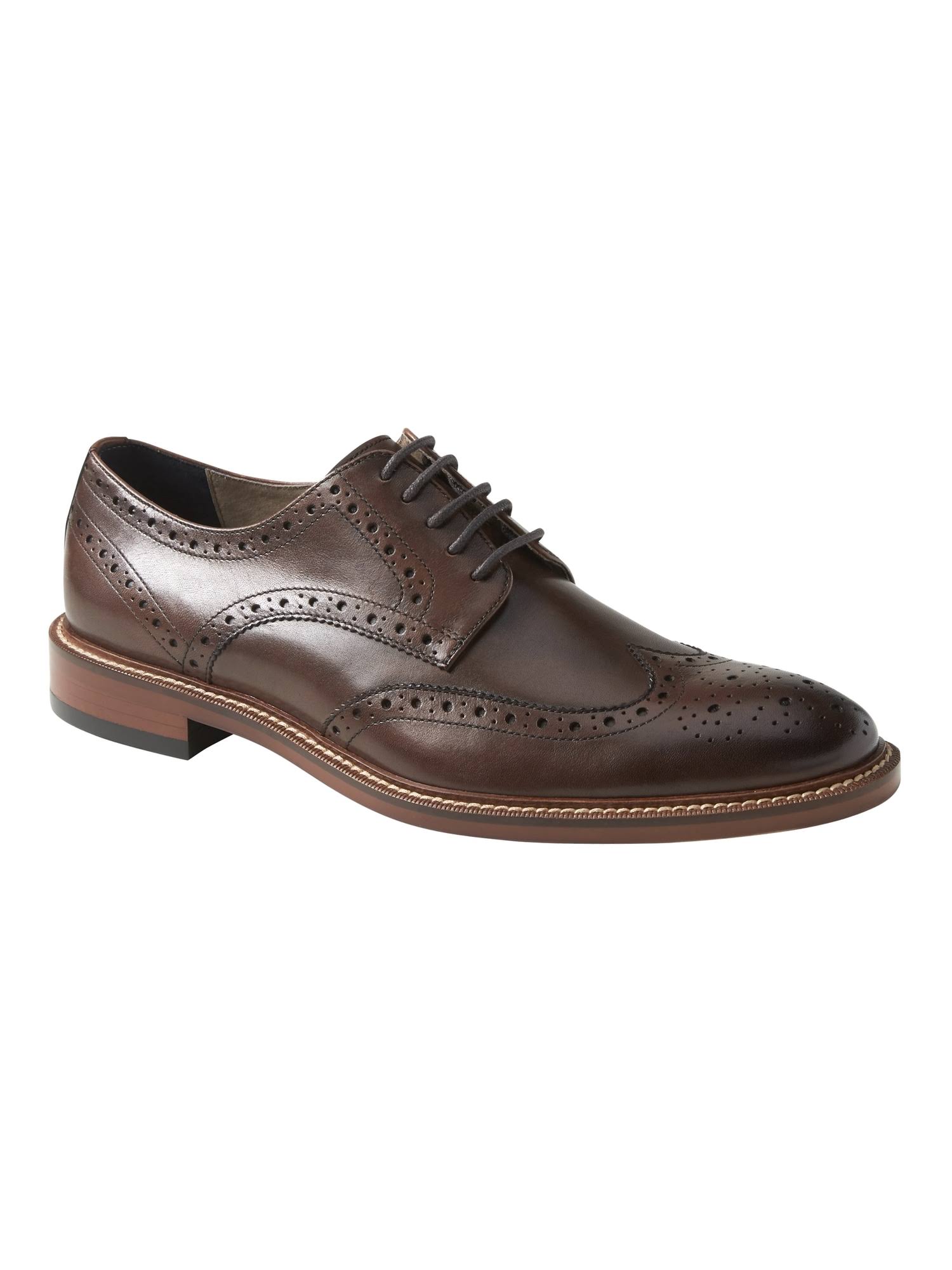 Banana Republic Men's Hadley Italian Leather Brogue Oxford Chestnut Size 9 1/2