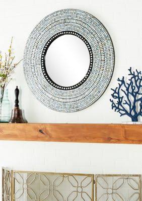 Wood Shell Inlay Mirror - 32