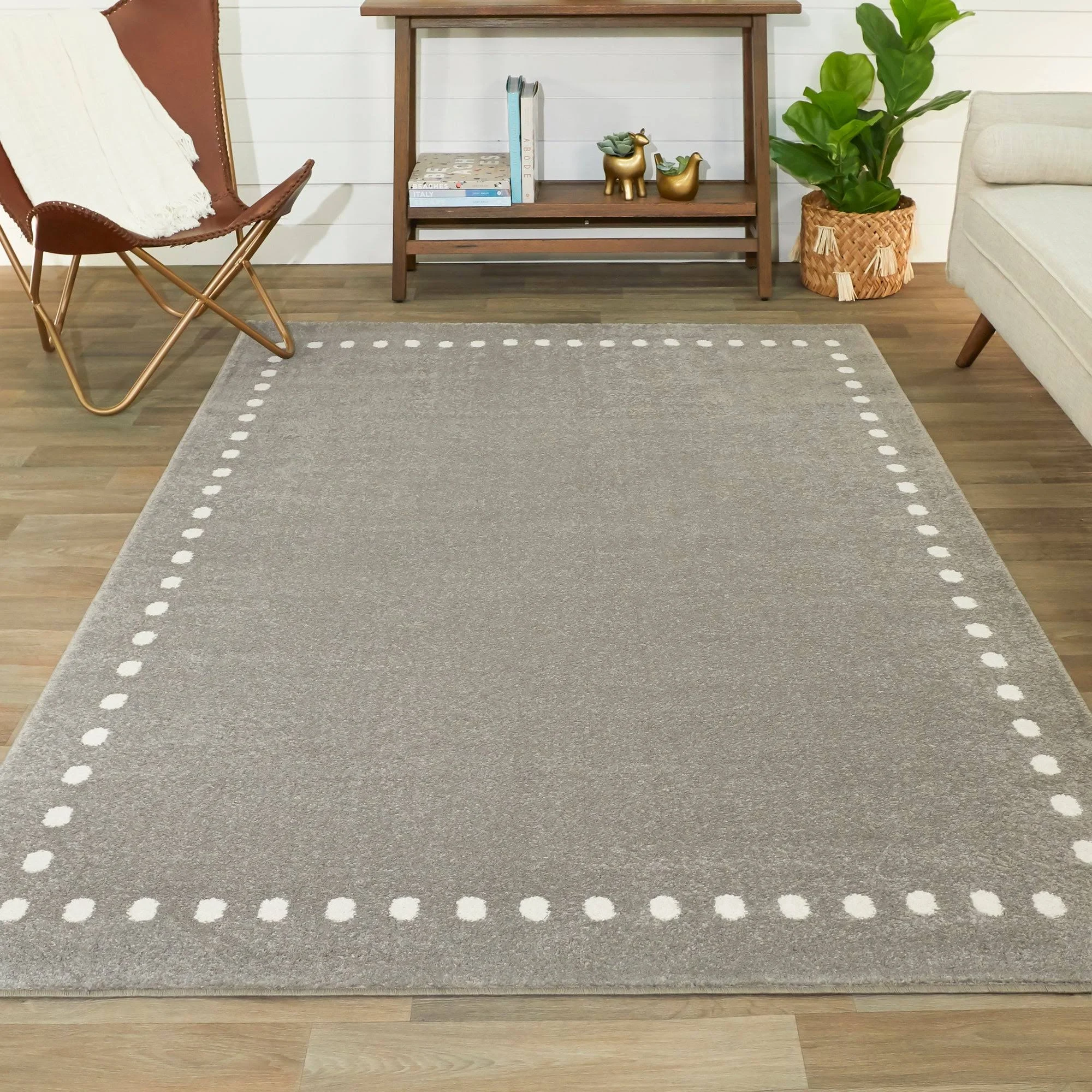 Balta Fontaine Grey 5 ft. x 7 ft. Dot Border Area Rug