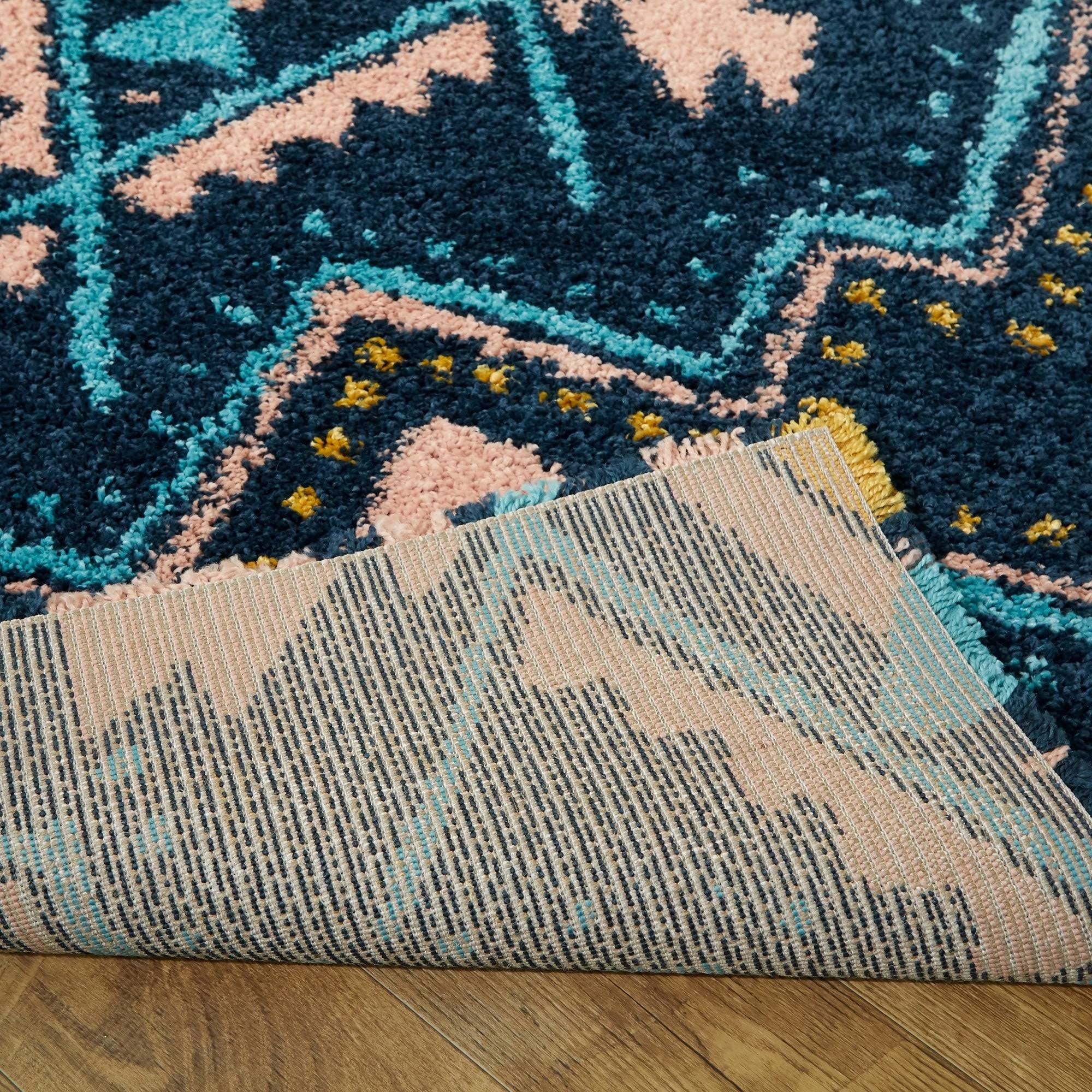 BALTA Dakarai Southwestern Shag Navy 5 ft. x 7 ft. Area Rug, Blue