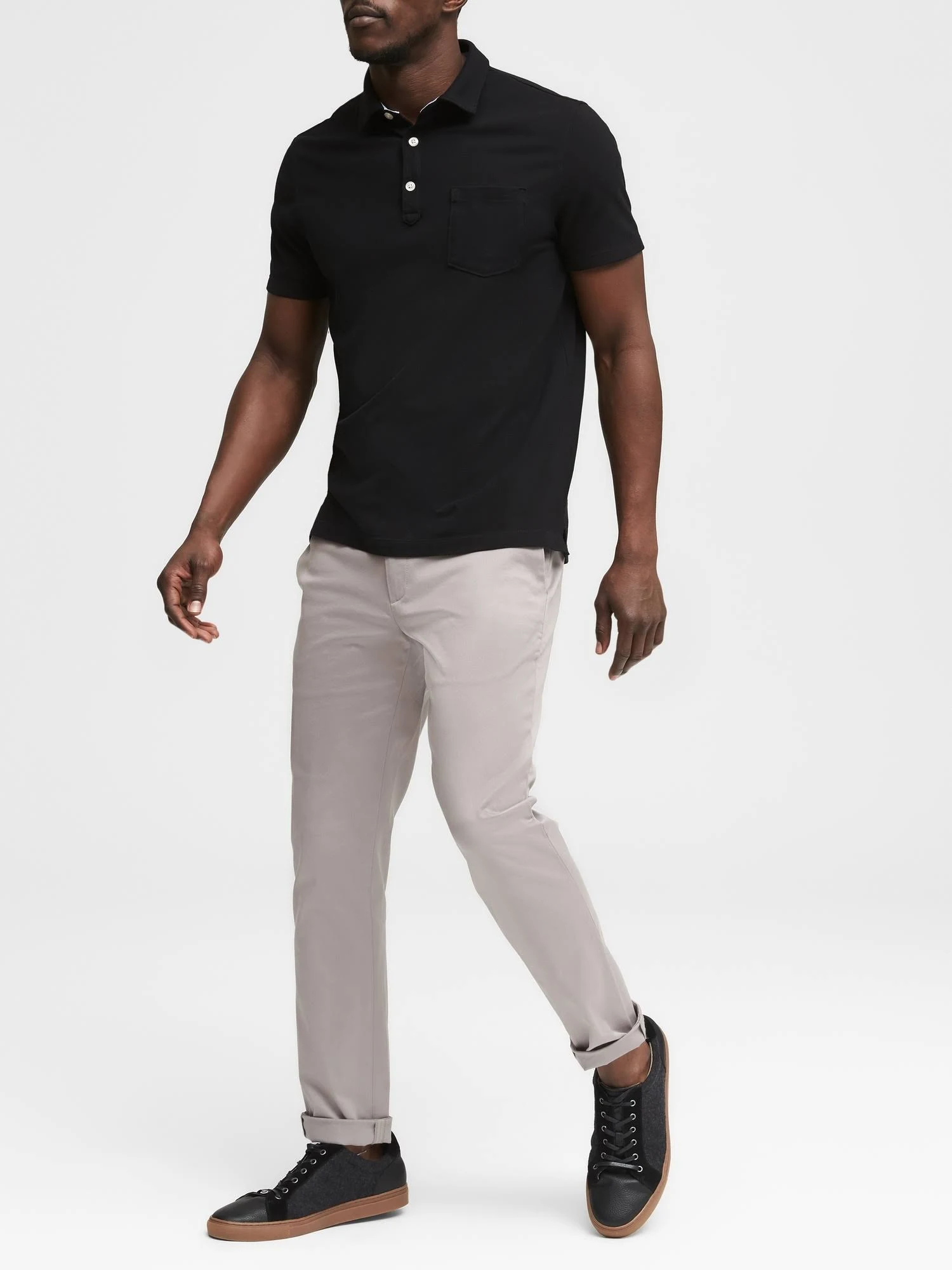 Banana Republic Men's Don&t-Sweat-It Polo Shirt Black Tall Size XL