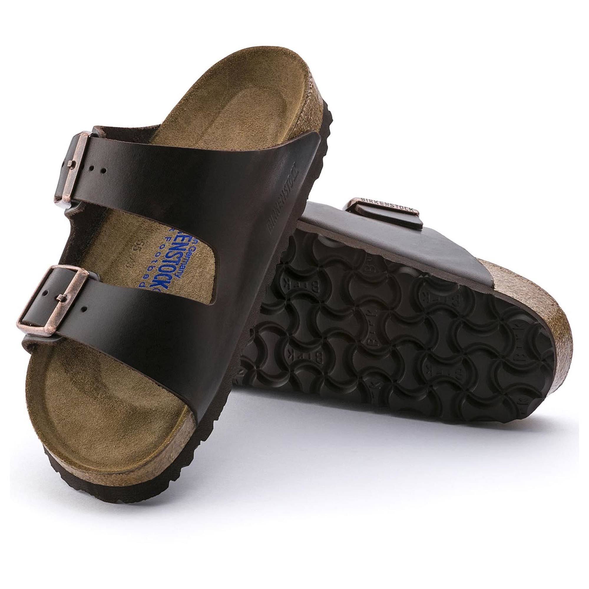 Birkenstock Arizona Men's Leather Double Banded Buckle Slide On Sandals, Brown, Size 10M