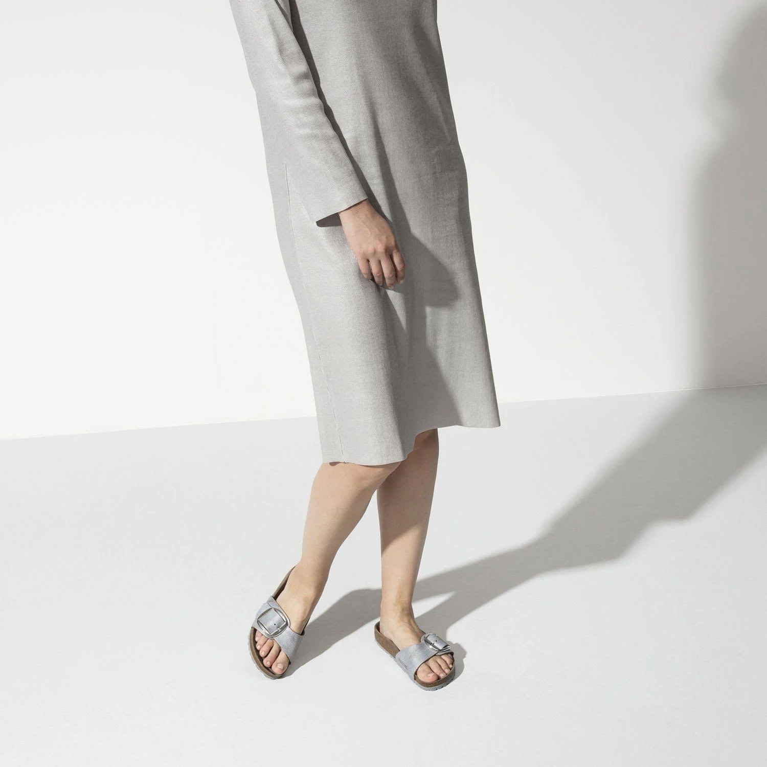 Birkenstock Madrid Big Buckle (Washed Metallic Blue) Women's Sandals