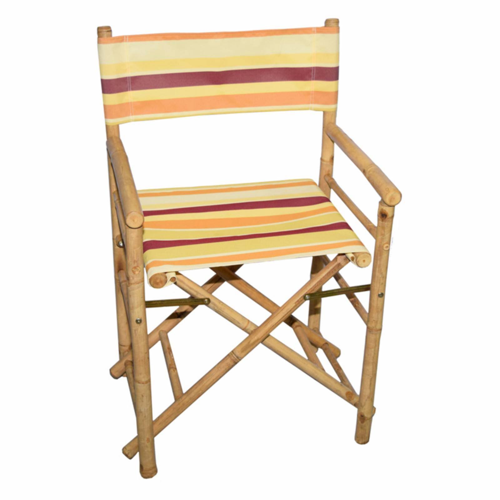 Bamboo54 Low Director Chair with Yellow Stripe Canvas - Set of 2