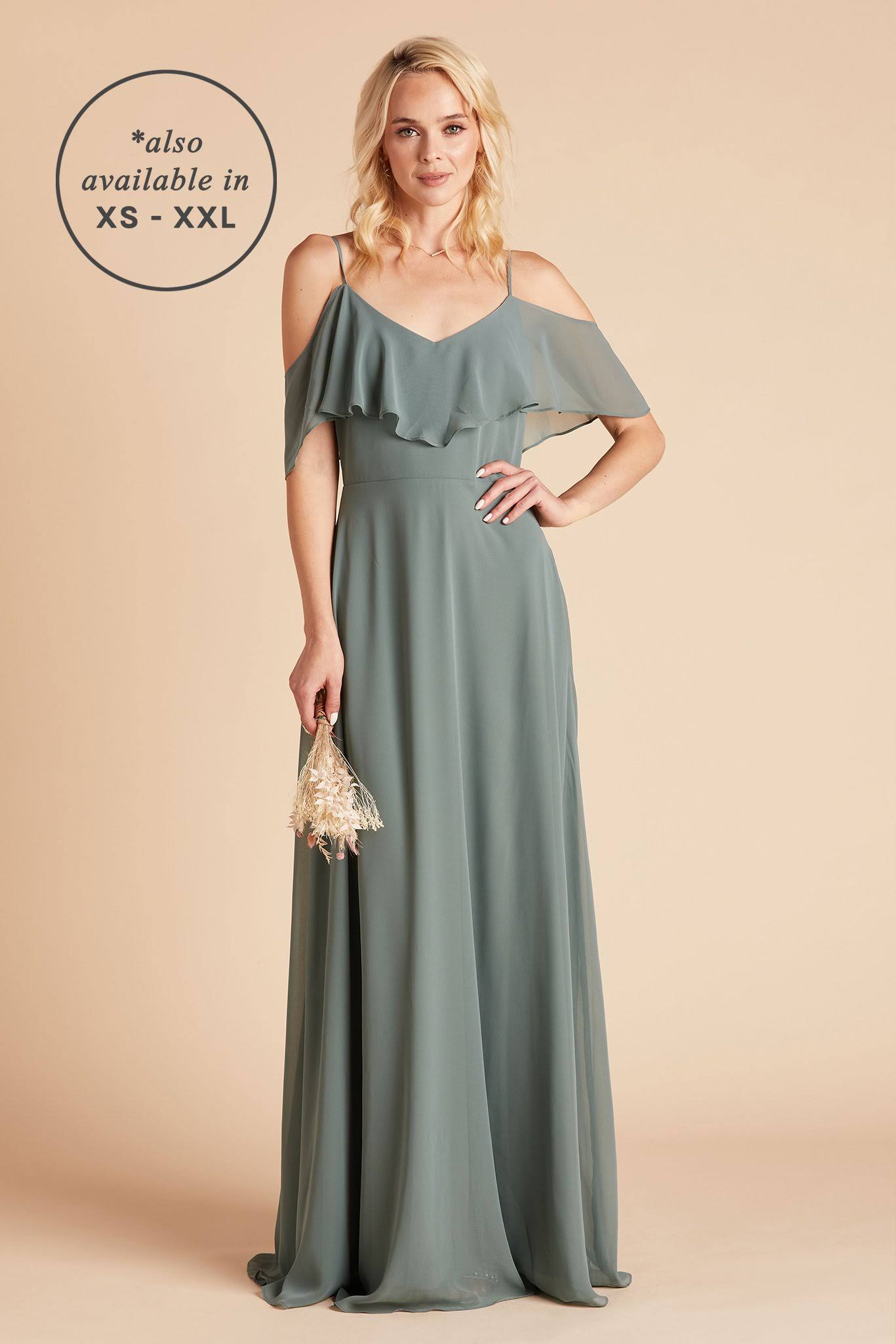Birdy Grey Jane Plus Size Convertible Chiffon Bridesmaid Dress in Sea Glass 2x / Sea Glass / No Slit