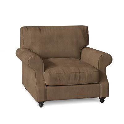 Huxley 39x22 Wide Down Cushion Armchair Birch Lane Body Fabric: Tina Coffee, Leg Color: Black Walnut