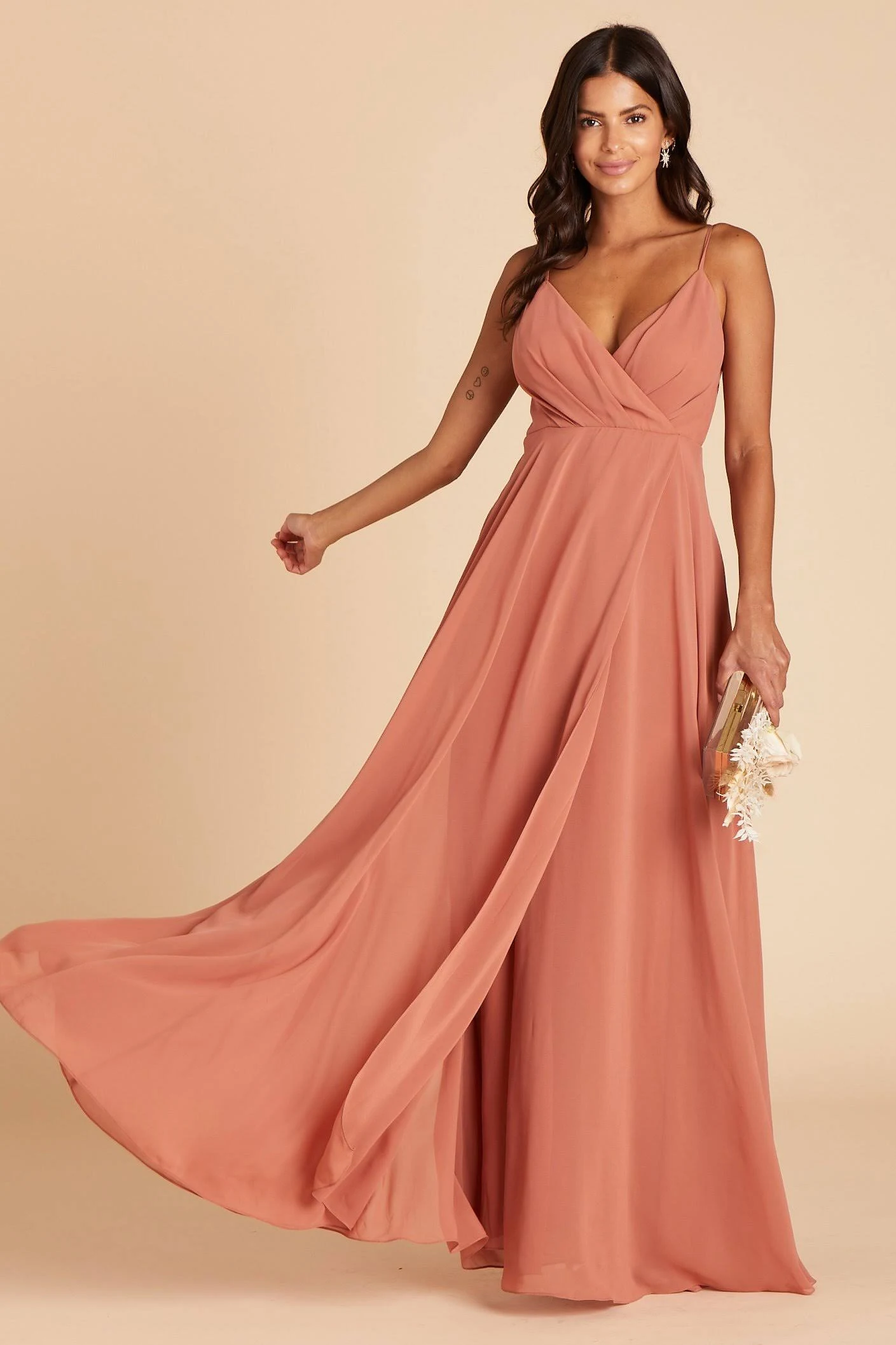 Birdy Grey Kaia Chiffon Bridesmaid Dress in Terracotta XXL / Terracotta