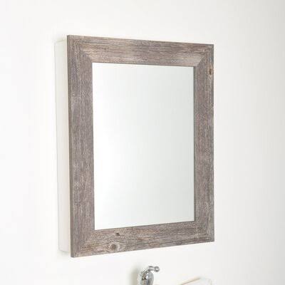 Gracie Oaks 7F6E5311E3A745F6860B9334BD0DA735 Friddle Farmhouse Grain Mirrored Surface Mount Framed 1 Medicine Cabinet with 2 Adj