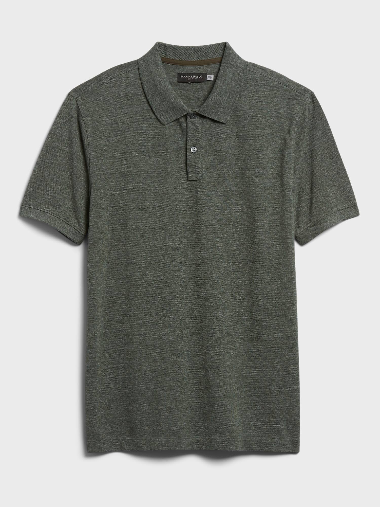 Banana Republic Men's Core Temp Pique Polo Shirt Cargo Green Size S