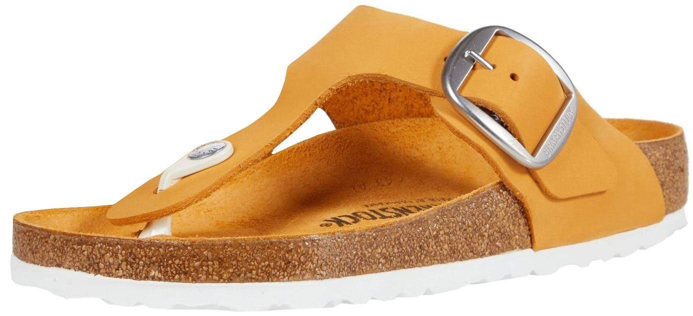 Birkenstock Gizeh Big Buckle Nubuck Leather Apricot Thong Sandals