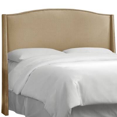 Dulin Linen Nail Button Upholstered Wingback Headboard Upholstery: Linen Sandstone, Size: Full