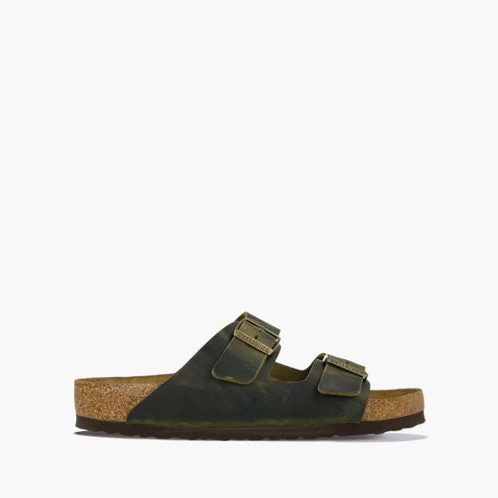 Birkenstock Arizona Oiled Leather Jade Two-Strap Sandals
