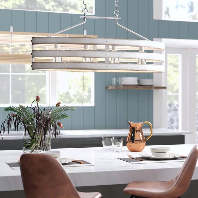 Kowalski 4 - Light Unique / Statement Linear Chandelier Finish: Graphite, Shade Color: Weathered Gray