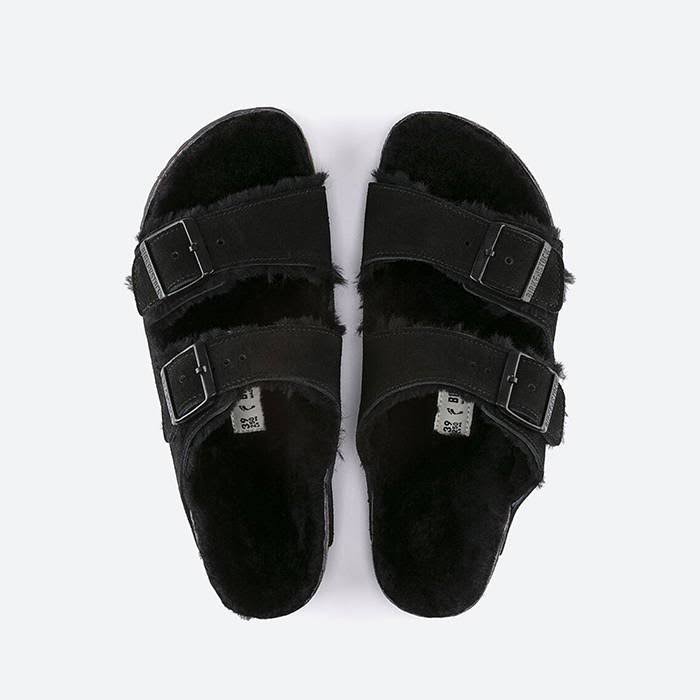 Birkenstock Arizona Slim Fit Slim Fit Shearling Double Strap Sandals