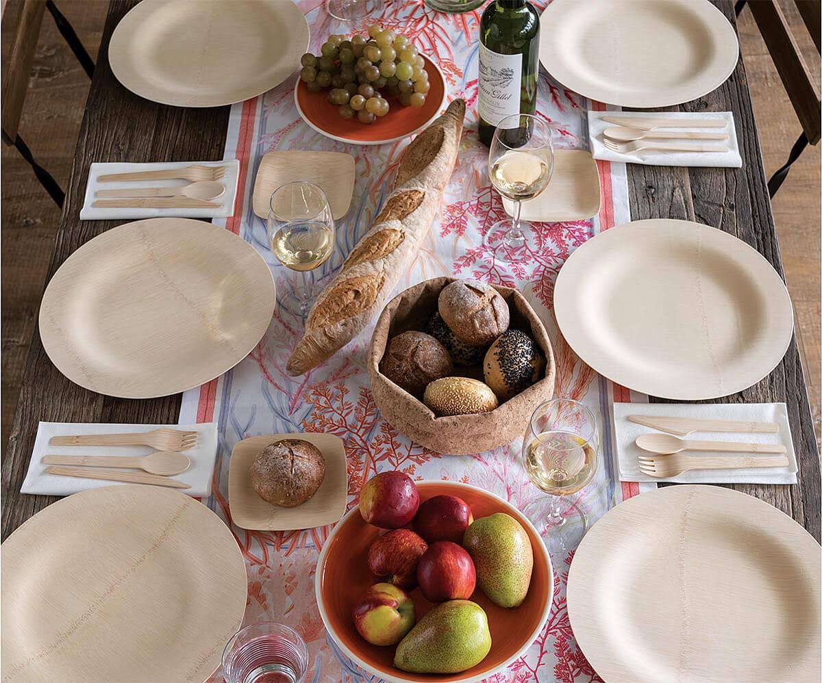 Bambu Veneerware 11x22 Disposable Square Bamboo Plates