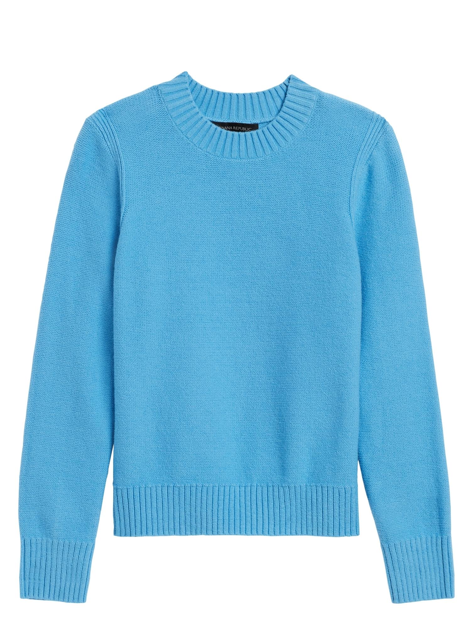 Banana Republic Women's Supersoft Cotton Crew-Neck Sweater Aqua Blue Sky Size XS
