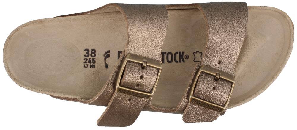 Arizona in Washed Metallic Antique Gold Leather Narrow Width - Size 40
