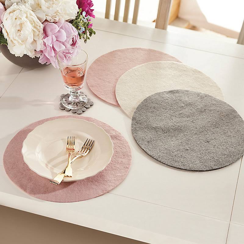 Set of 4 Maribel Felt Placemats Pink - Ballard Designs