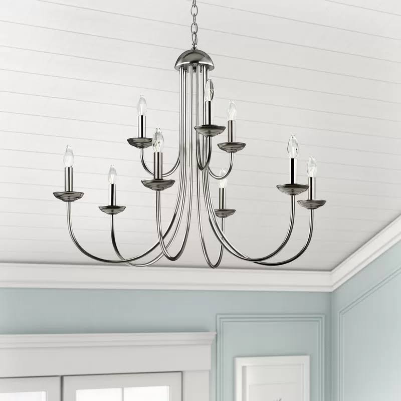 Fennimore 9-Light Candle Style Chandelier Finish: Brushed Nickel