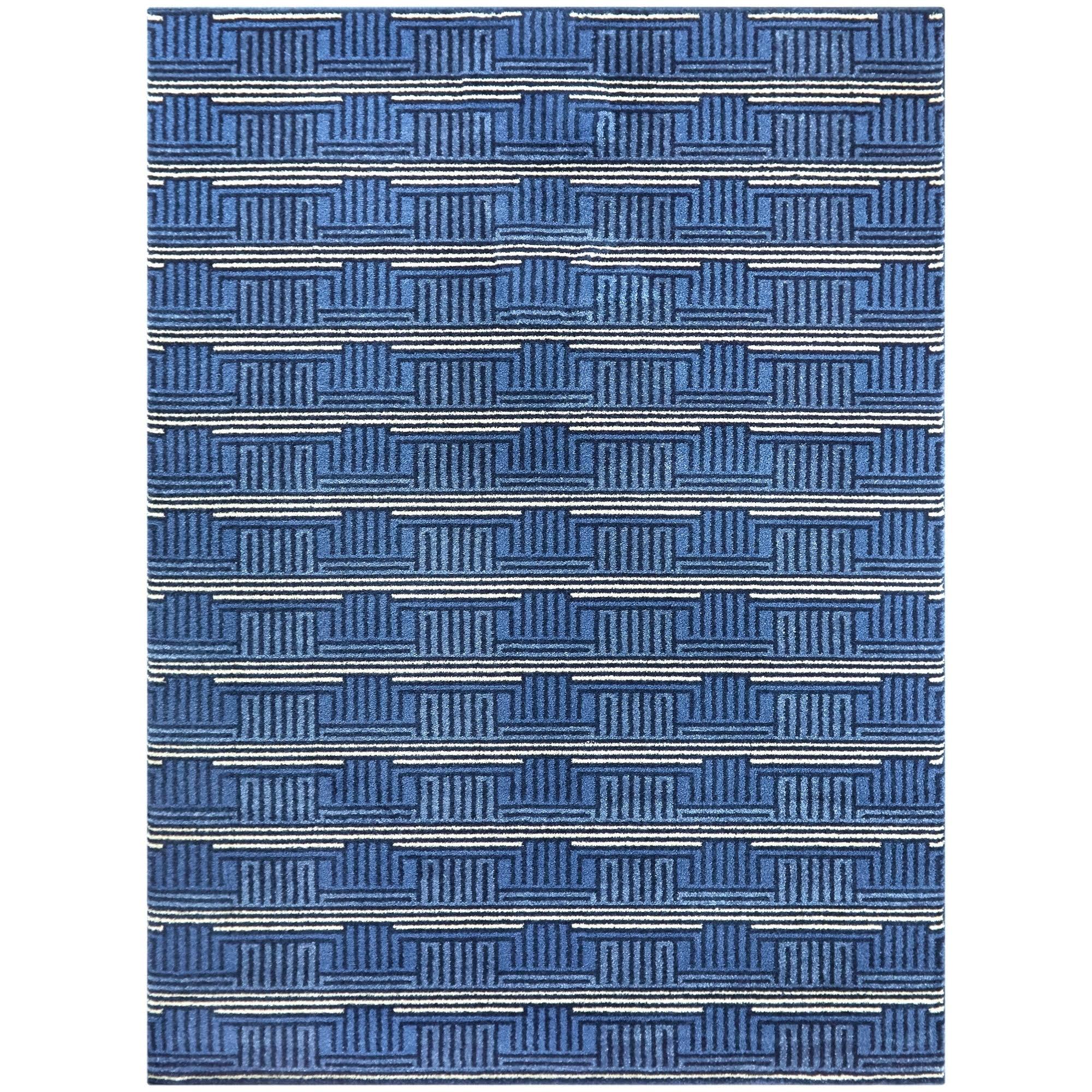 BALTA Gwynn Blue 5 ft. x 7 ft. Art Deco Striped Area Rug