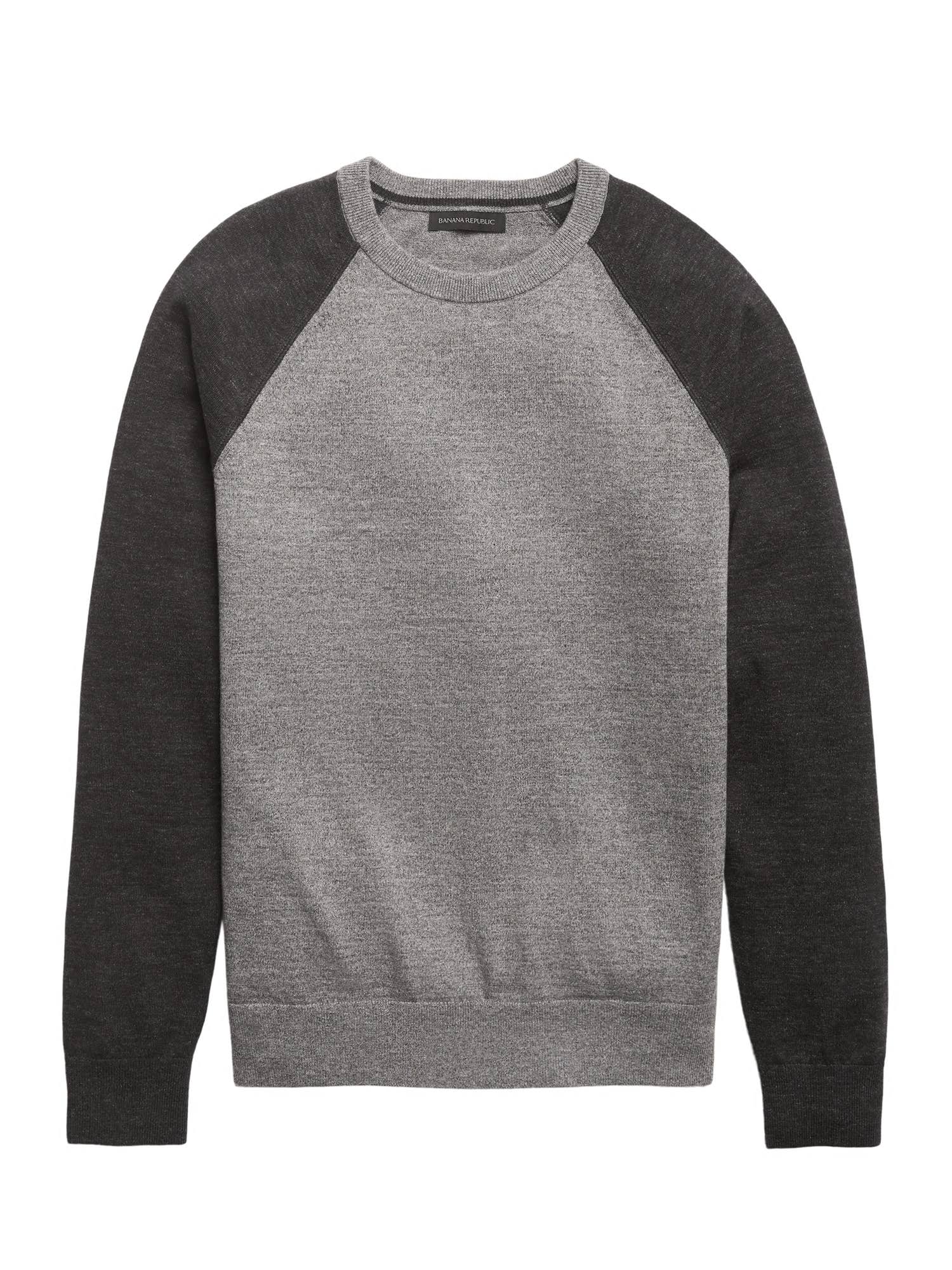 Banana Republic Men's Organic Cotton Raglan Sweater Heather Gray Size XXS