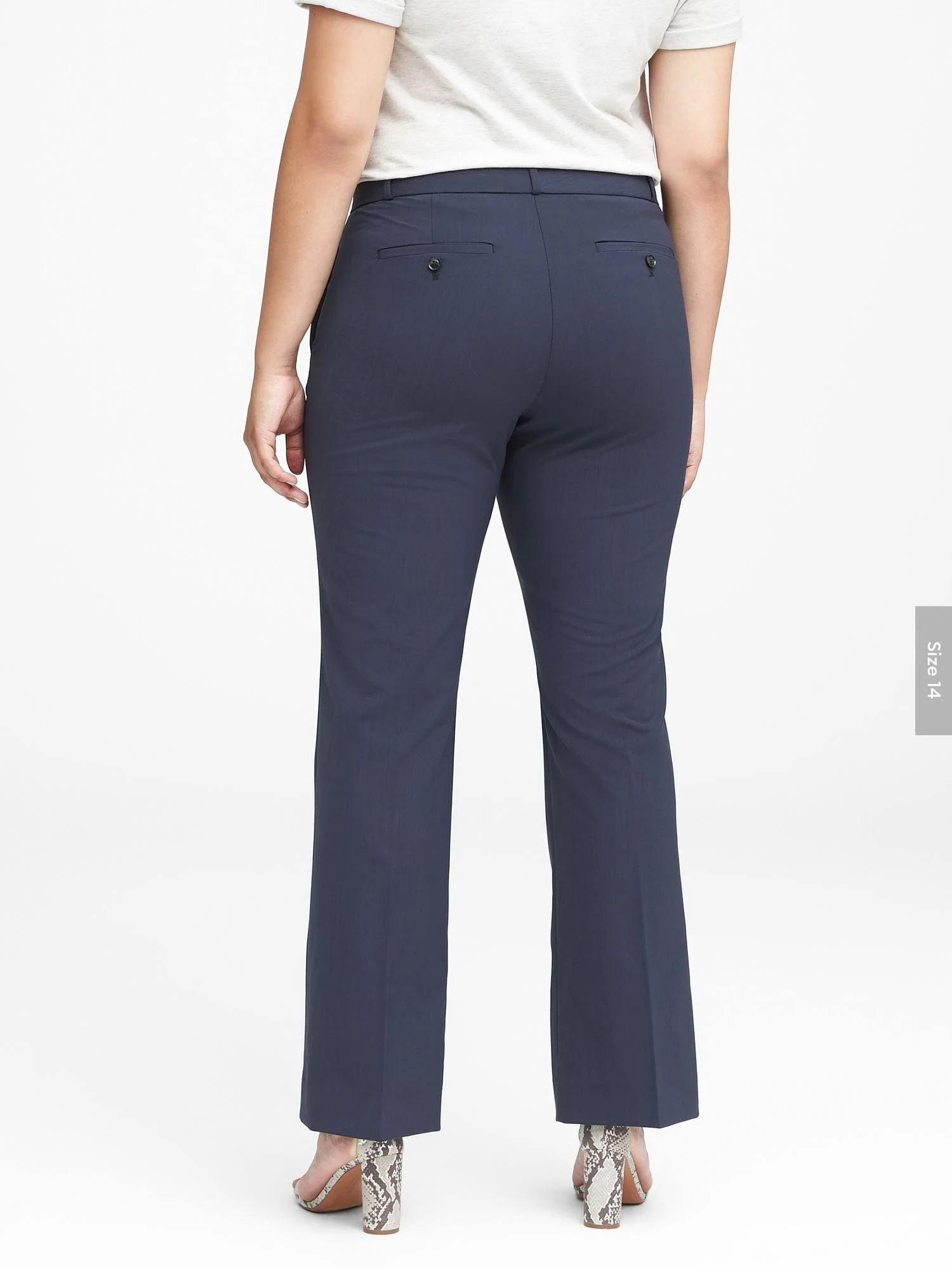 Banana Republic Wo's Logan Trouser-Fit Washable Wool-Blend Pant Navy Size 12 Regular