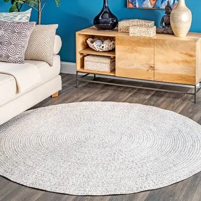 Killingsworth Hand Braided Ivory Indoor / Outdoor Area Rug Birch Lane Rug Size: Round 5&