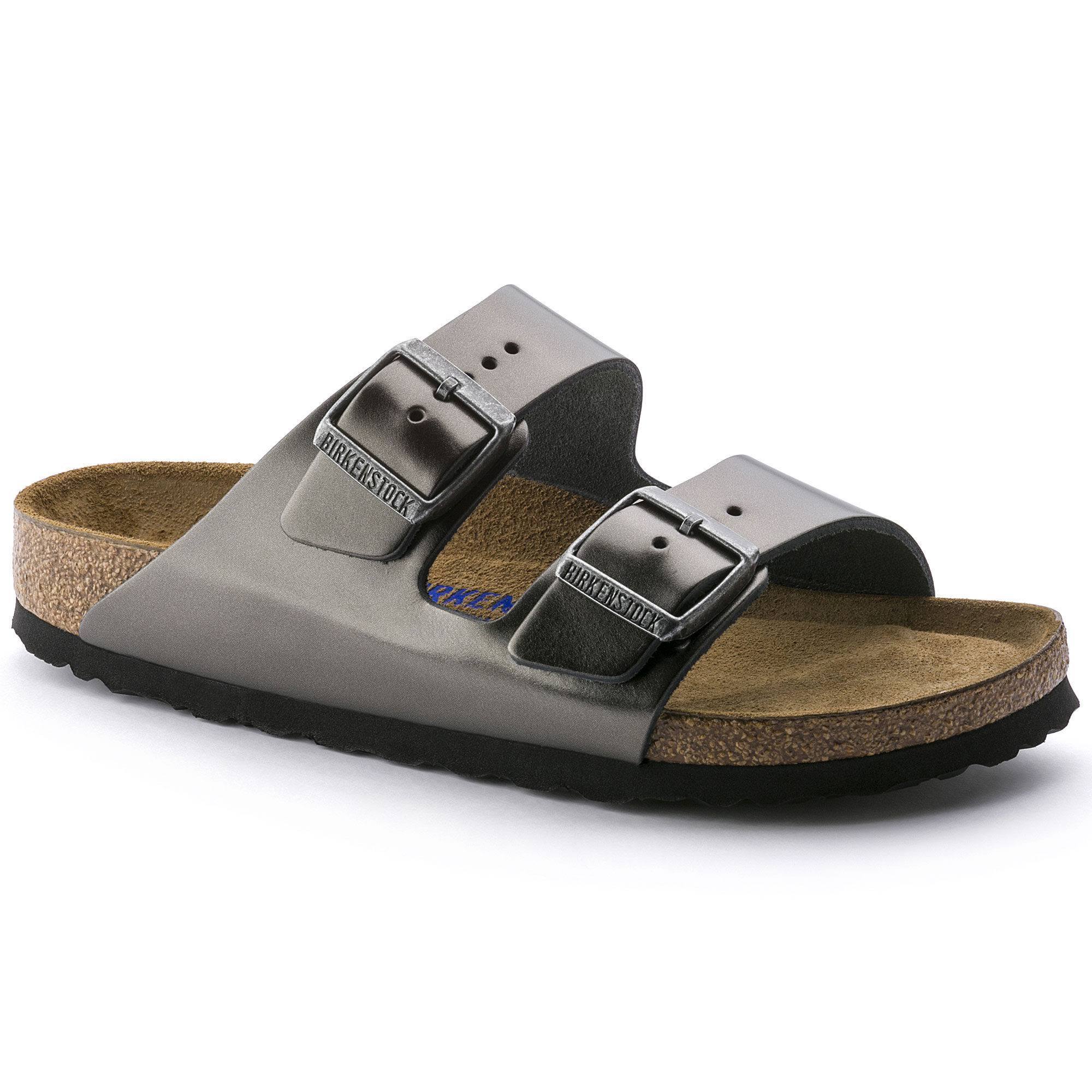 Birkenstock Adult Arizona SFB Grey Leather Flat Sandals