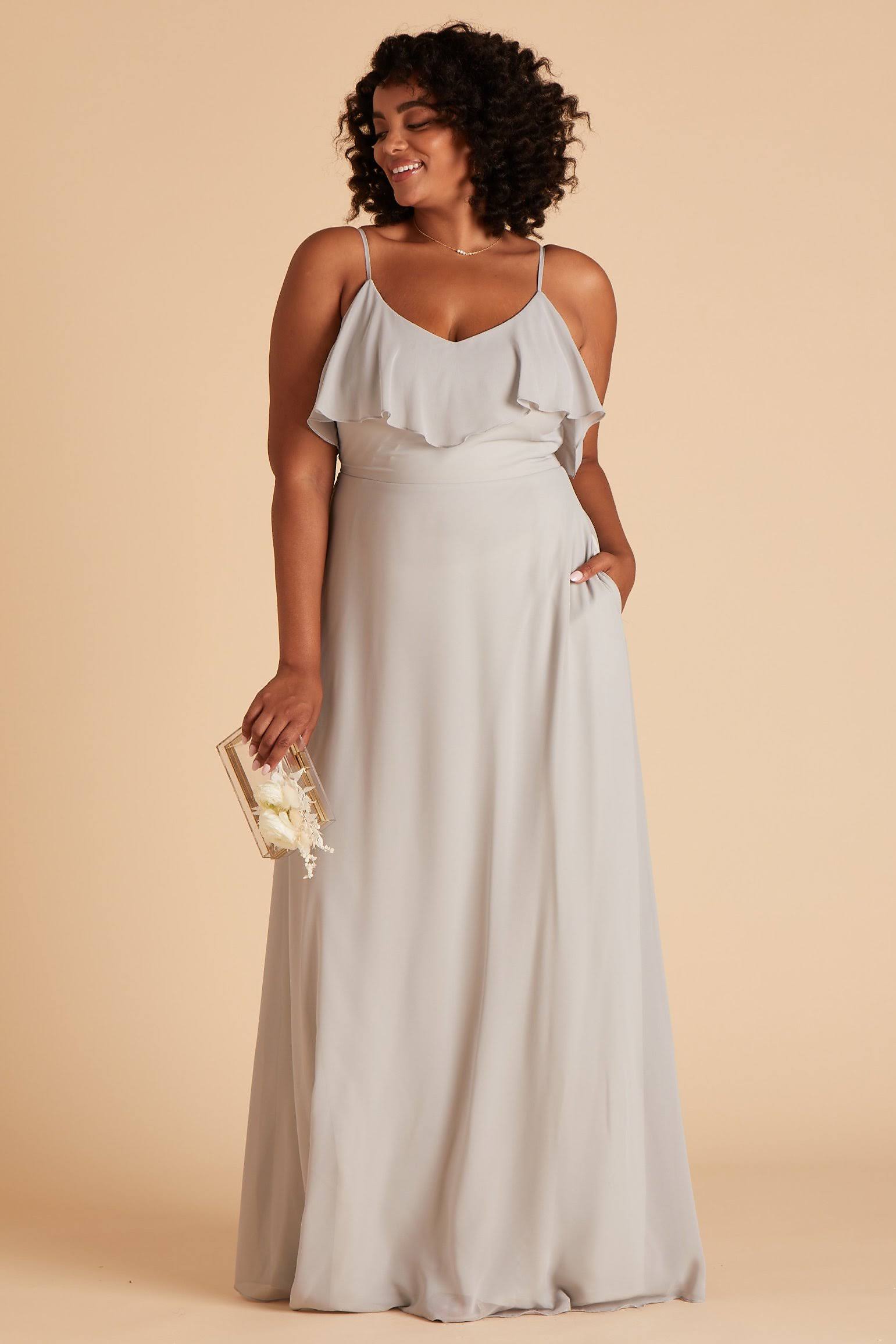 Birdy Grey Jane Plus Size Convertible Chiffon Bridesmaid Dress in Dove Gray 1x / Dove Gray