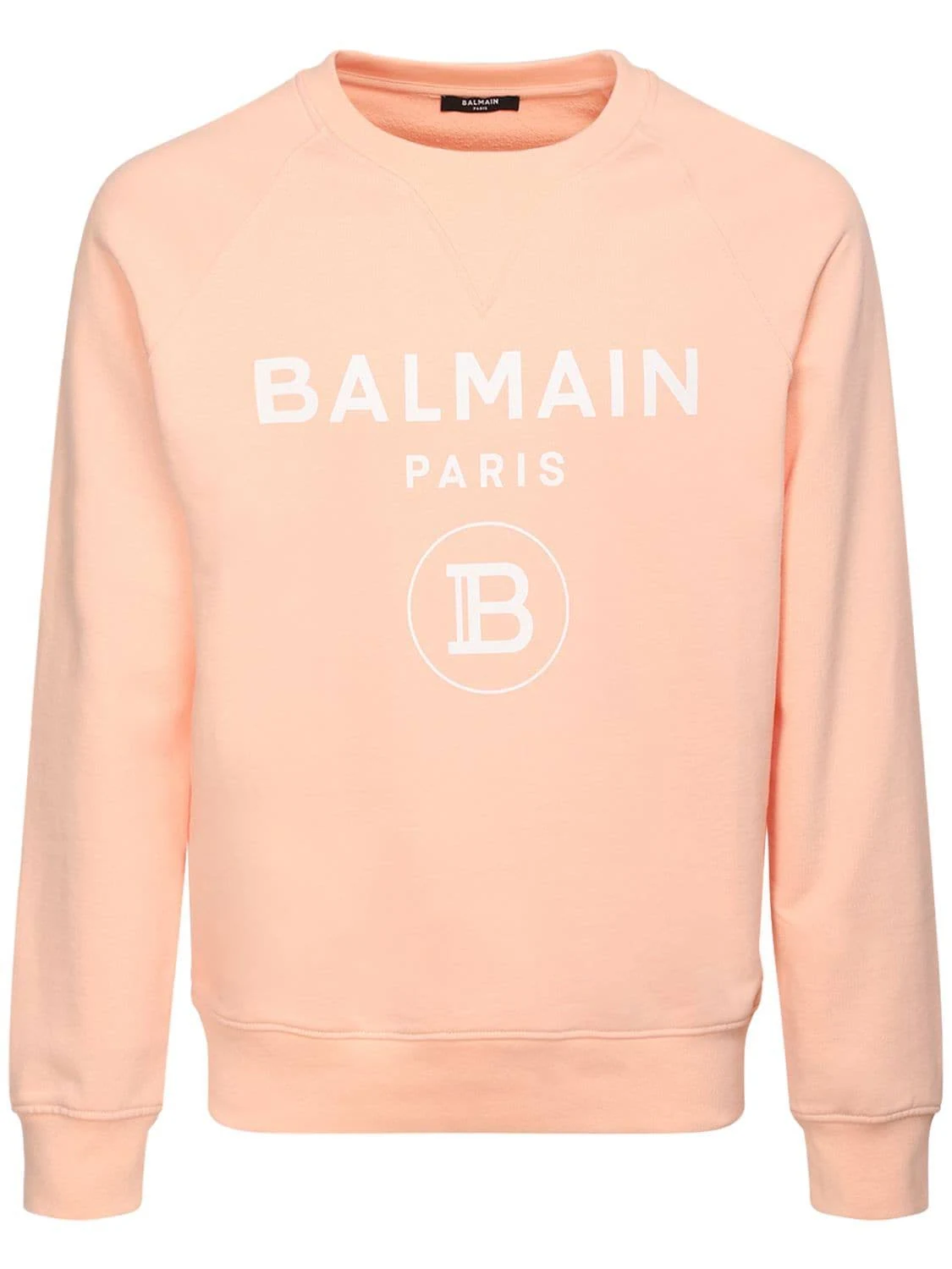 Balmain | Men Logo Print Cotton Jersey Sweatshirt Orange XL