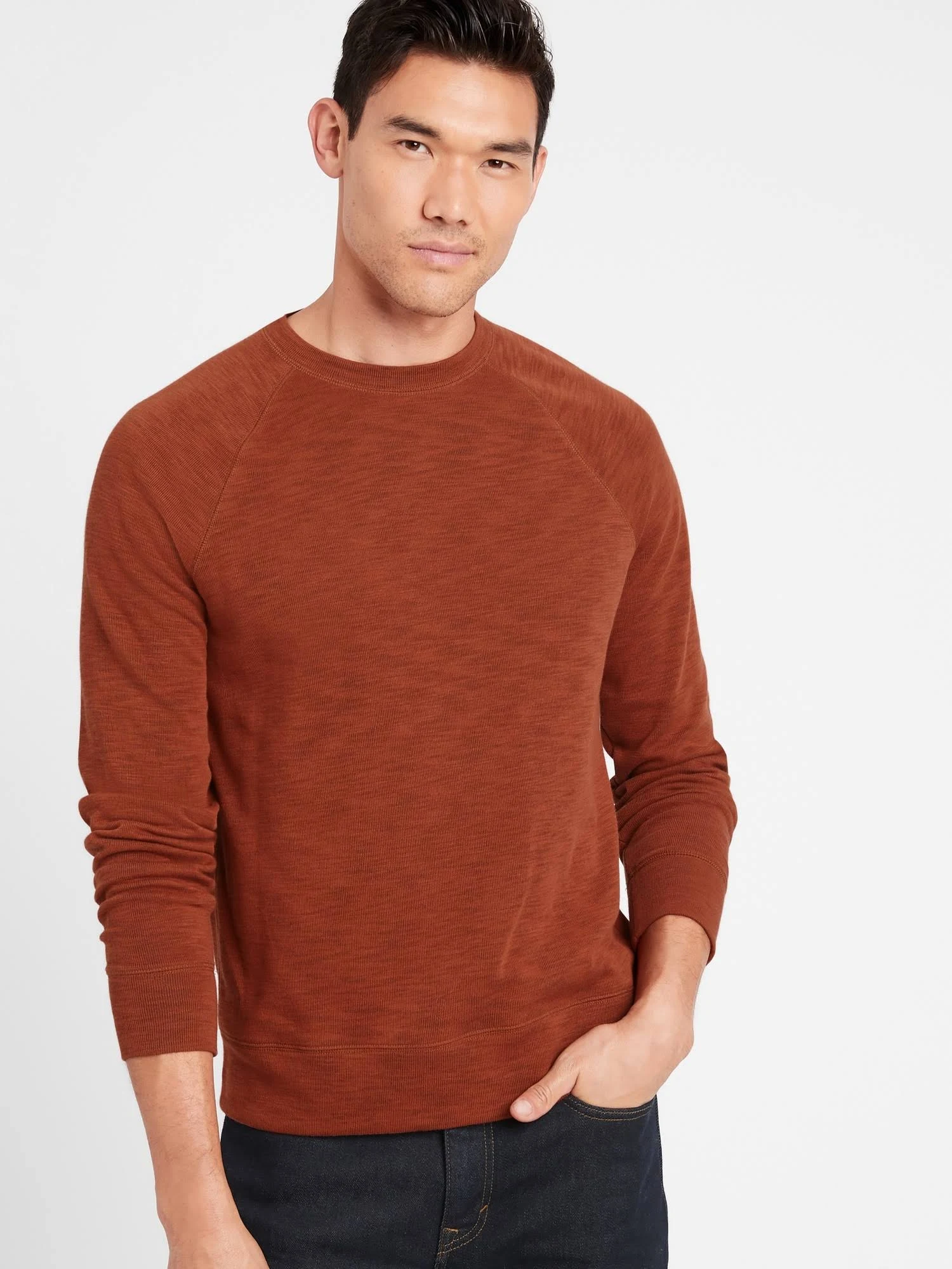 Banana Republic Men's Double-Knit Crew-Neck Sweatshirt Molten Copper Size XL
