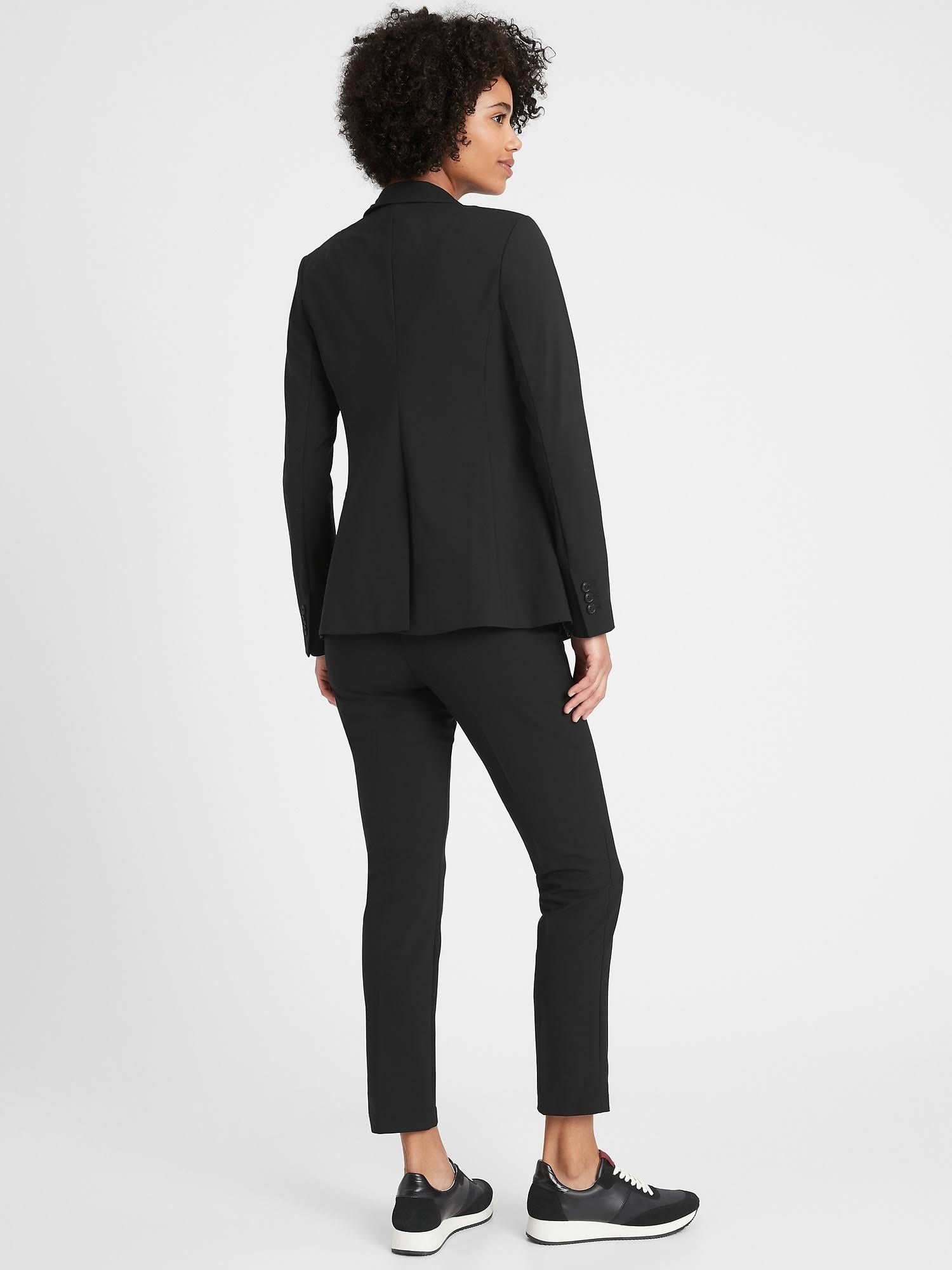 Banana Republic Women's Long & Lean-Fit Washable Wool-Blend Blazer Black Size 0