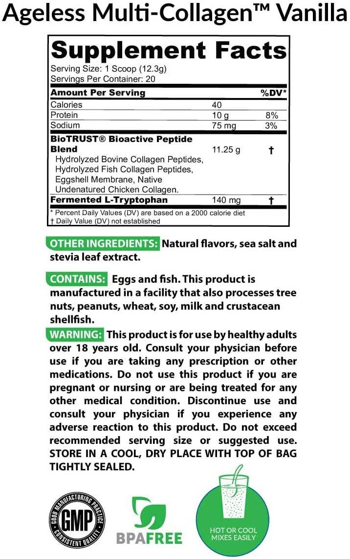 Ageless Multi-Collagen Complete Collagen Protein | BioTrust - Vanilla