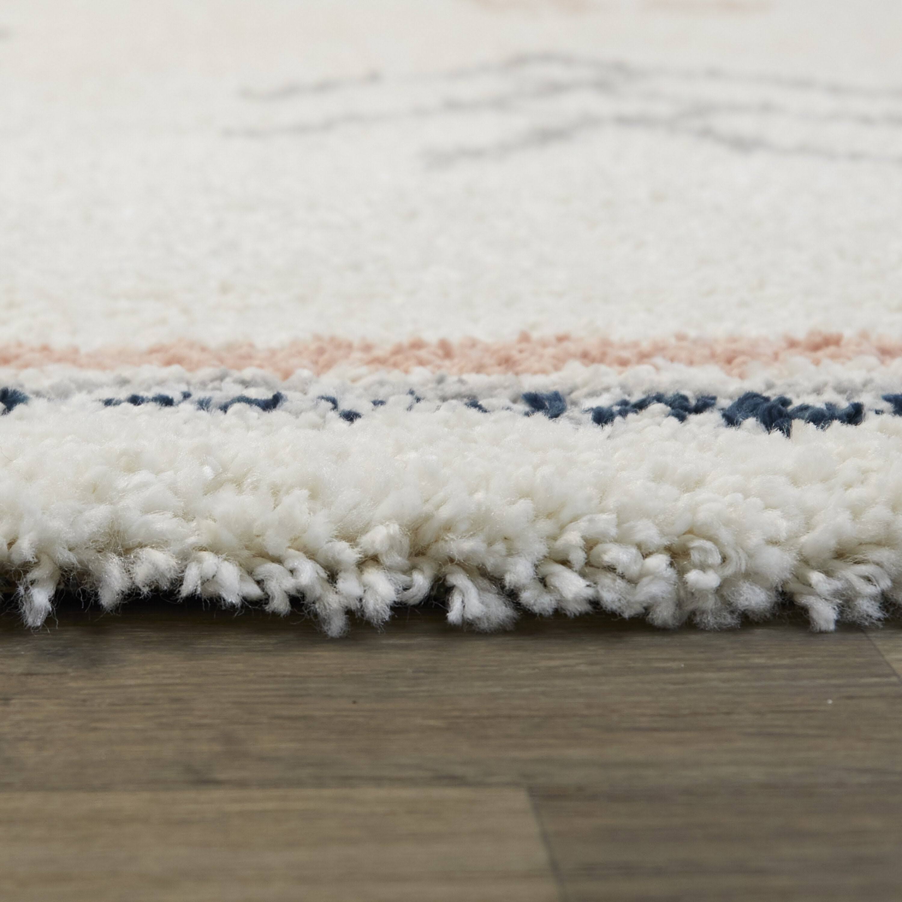 Marisa Tribal Shag Area Rug - 5&3x22 x 7& - Cream