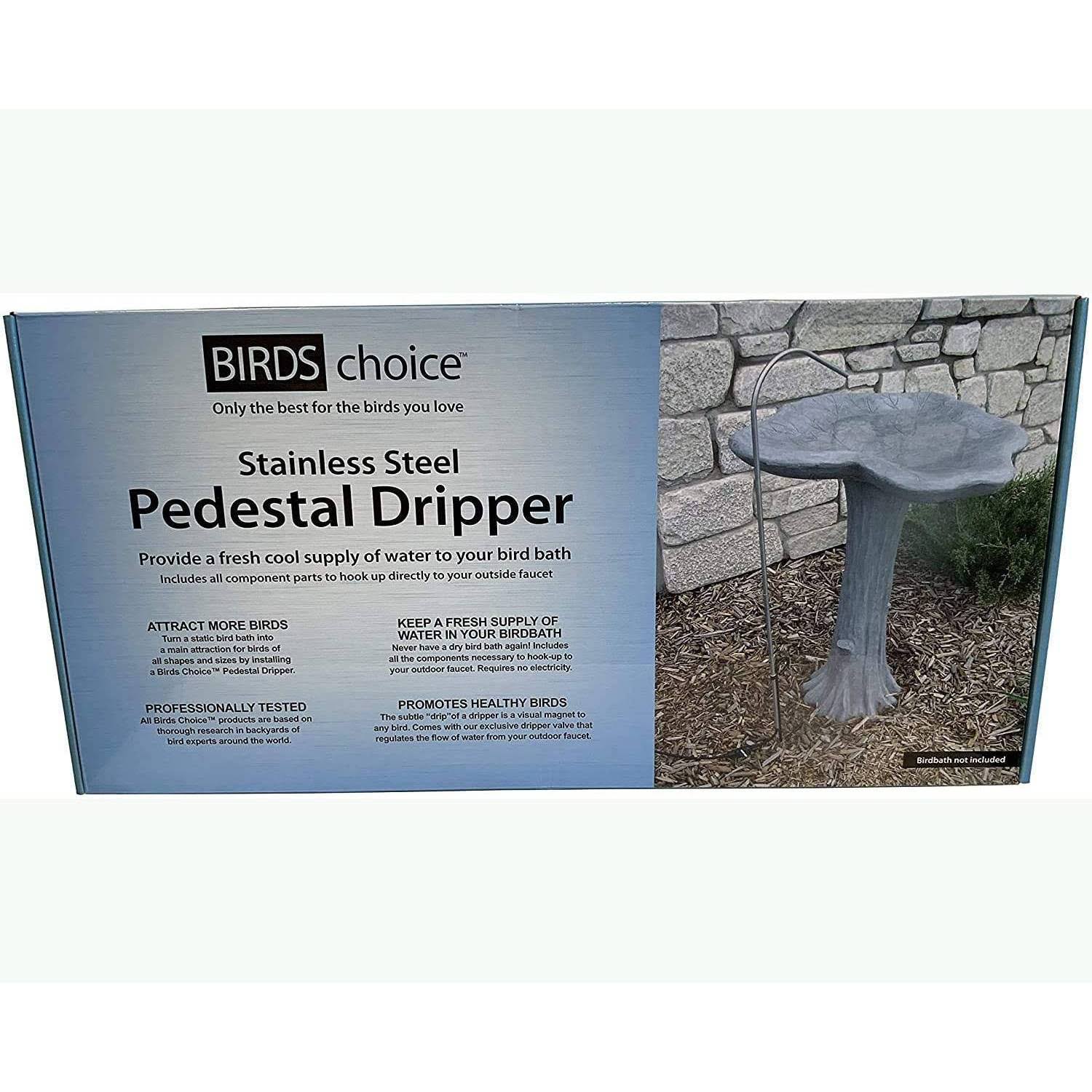 Birds Choice AADPLAIN Stainless Steel Pedestal Bird Bath Dripper