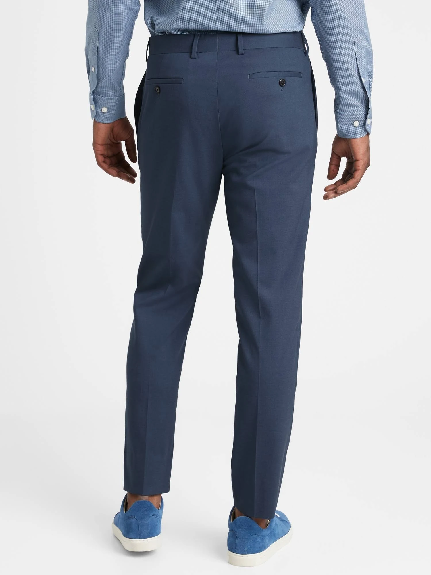 Banana Republic Men's Slim Non-Iron Stretch Cotton Solid Pant Navy Size 35W 34L