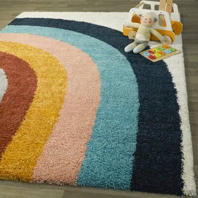 Camilo Abstract Shag Blue/Pink/Brown/Gray Area Rug Mack & Milo Rug Size: Rectangle 7&10x22 x 10&