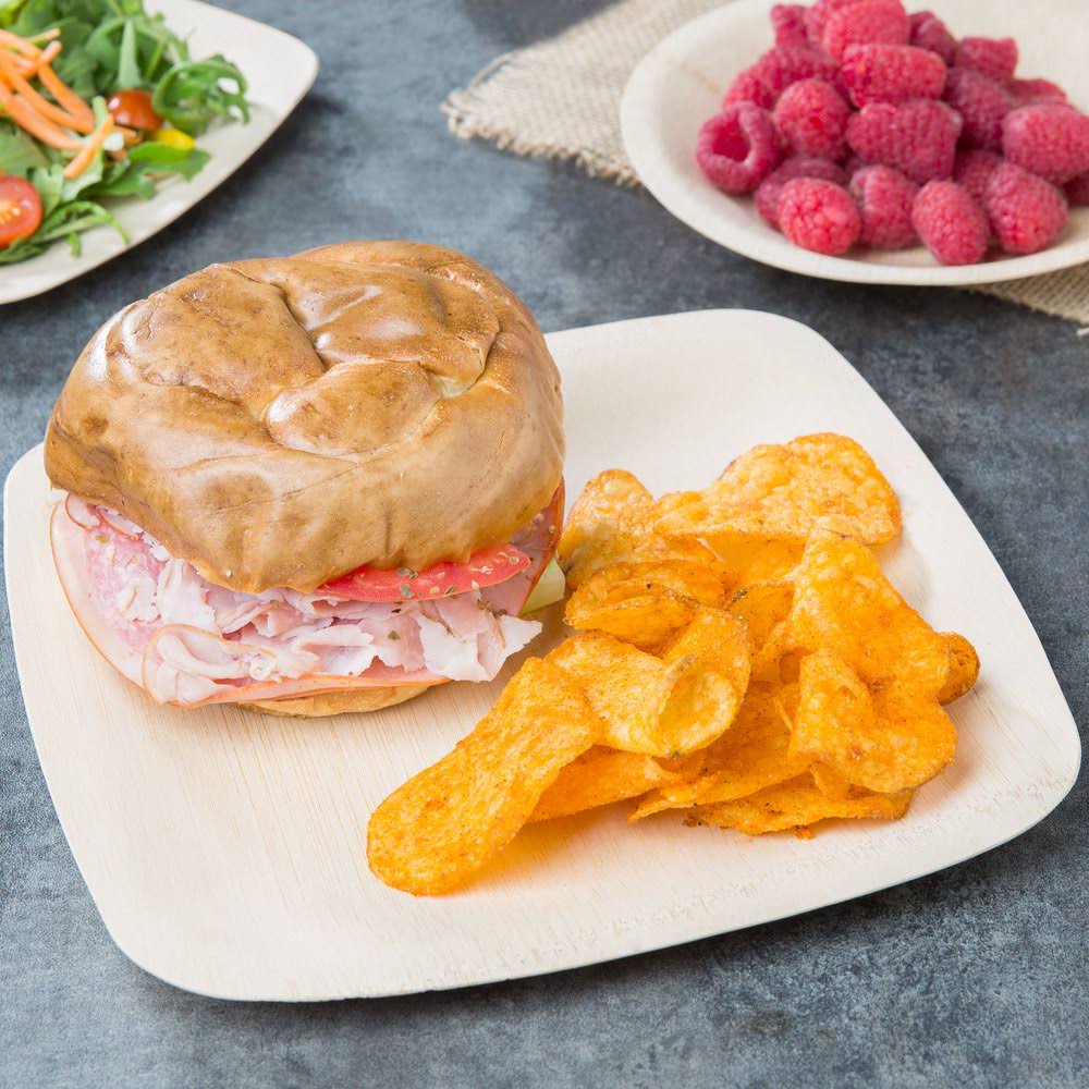 Bambu 063200 Veneerware 9x22 Disposable Square Bamboo Plate - 100/Box